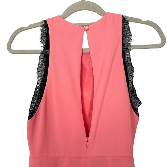 NWT Topshop Pink Sleeveless Romper Keyhole Back Black Lace Trim Sz 6 Boho Chic - Picture 9 of 14